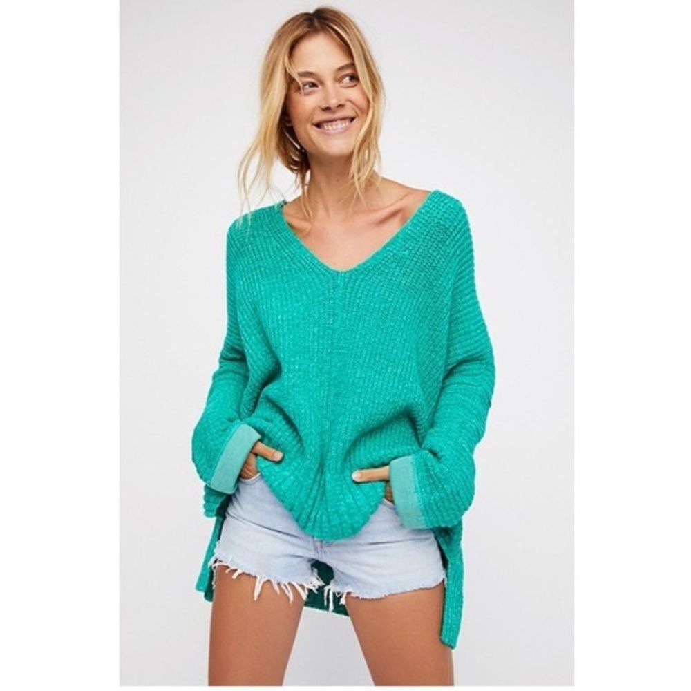 Free People oasis green take me over sweater
